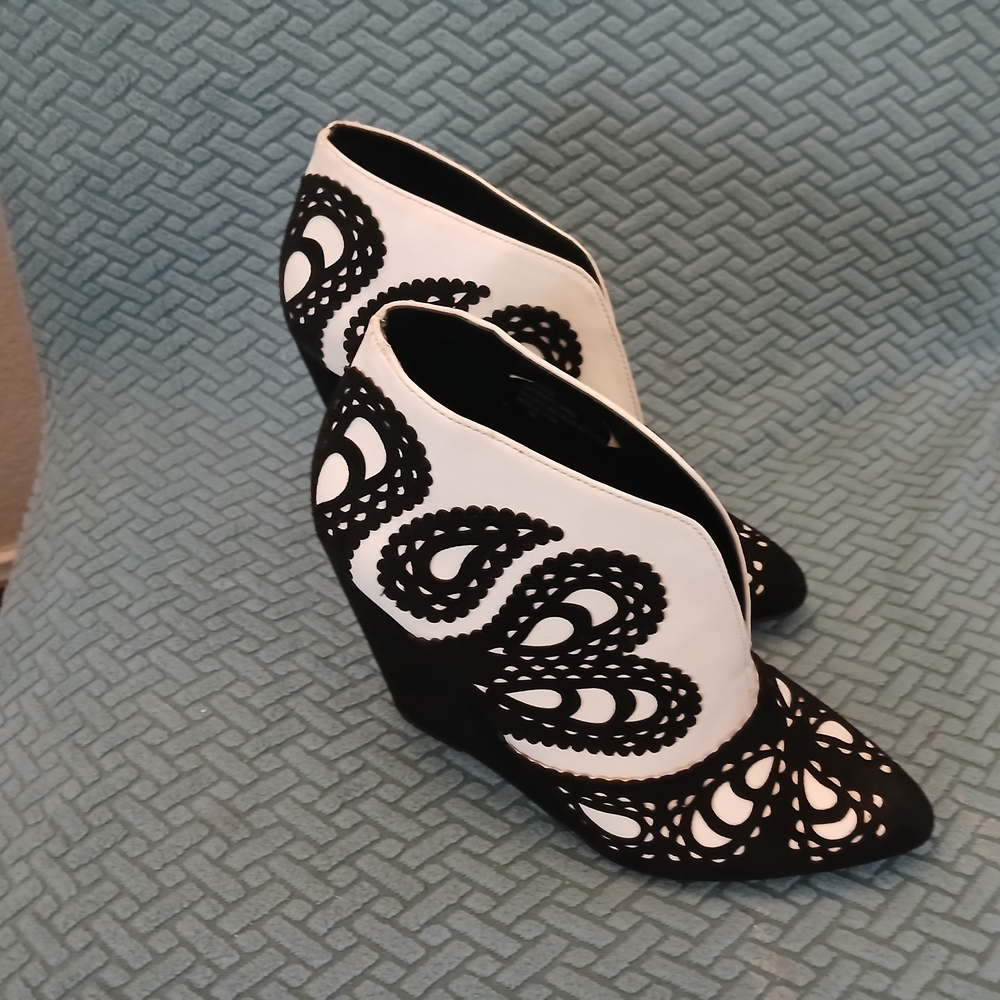 Elegant Black and White Ankle Booties